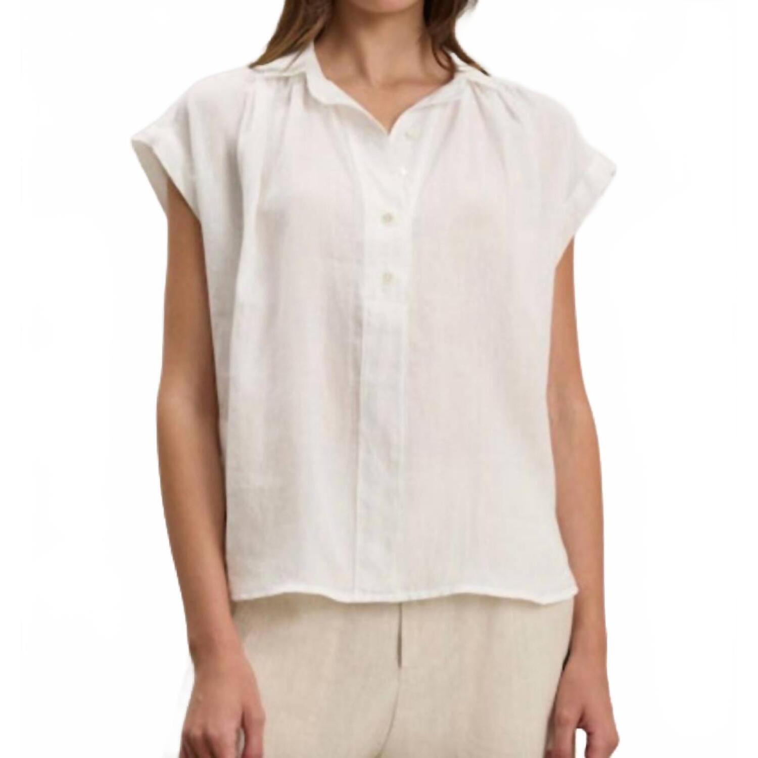 New Velvet By Graham & Spencer Elowen Half-Button Placket Top In Chalk